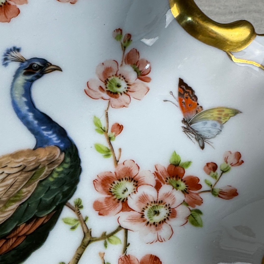 Gold-Trimmed Floral Peacock Serveware Dish - Picture 16 of 16
